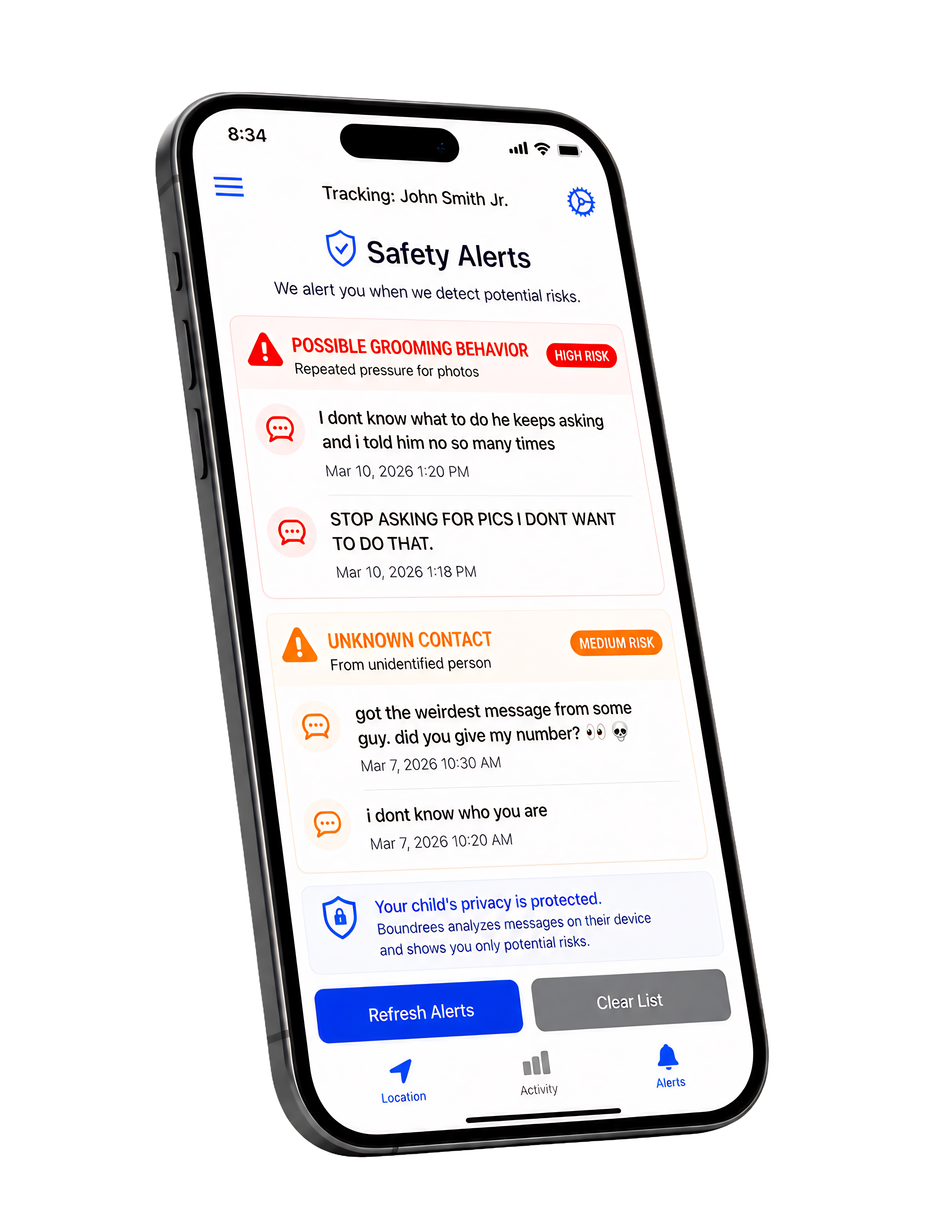 Boundrees mobile app displayed on a smartphone